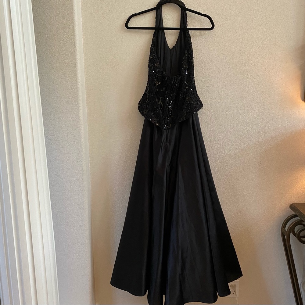 Bari Jay Black Sequin Satin Tulle Petticoat Diamond Button Formal Gown Dress 3/4 - Picture 12 of 12